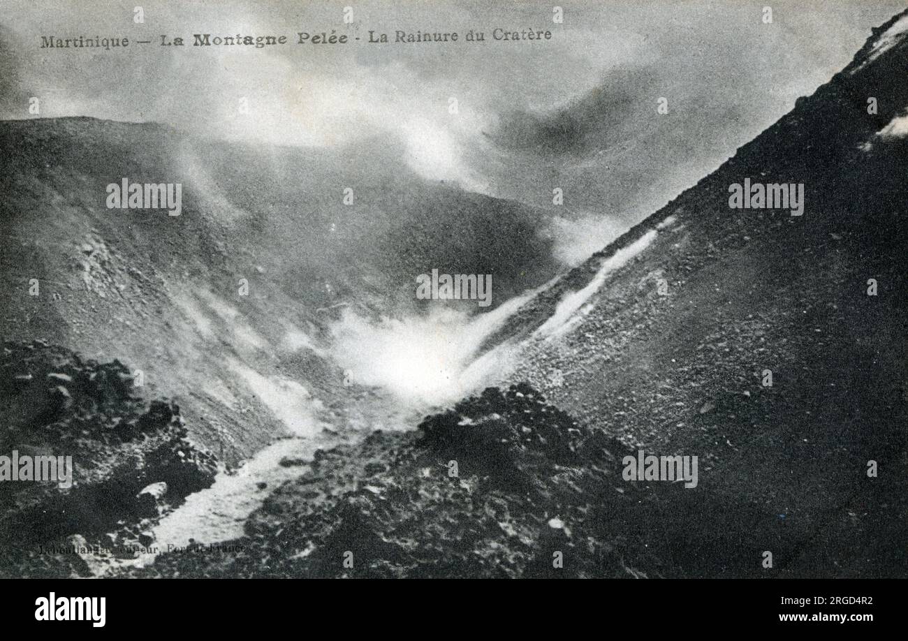 Martinique - Mount Pelee - die Rille des Vulkankraters Stockfoto