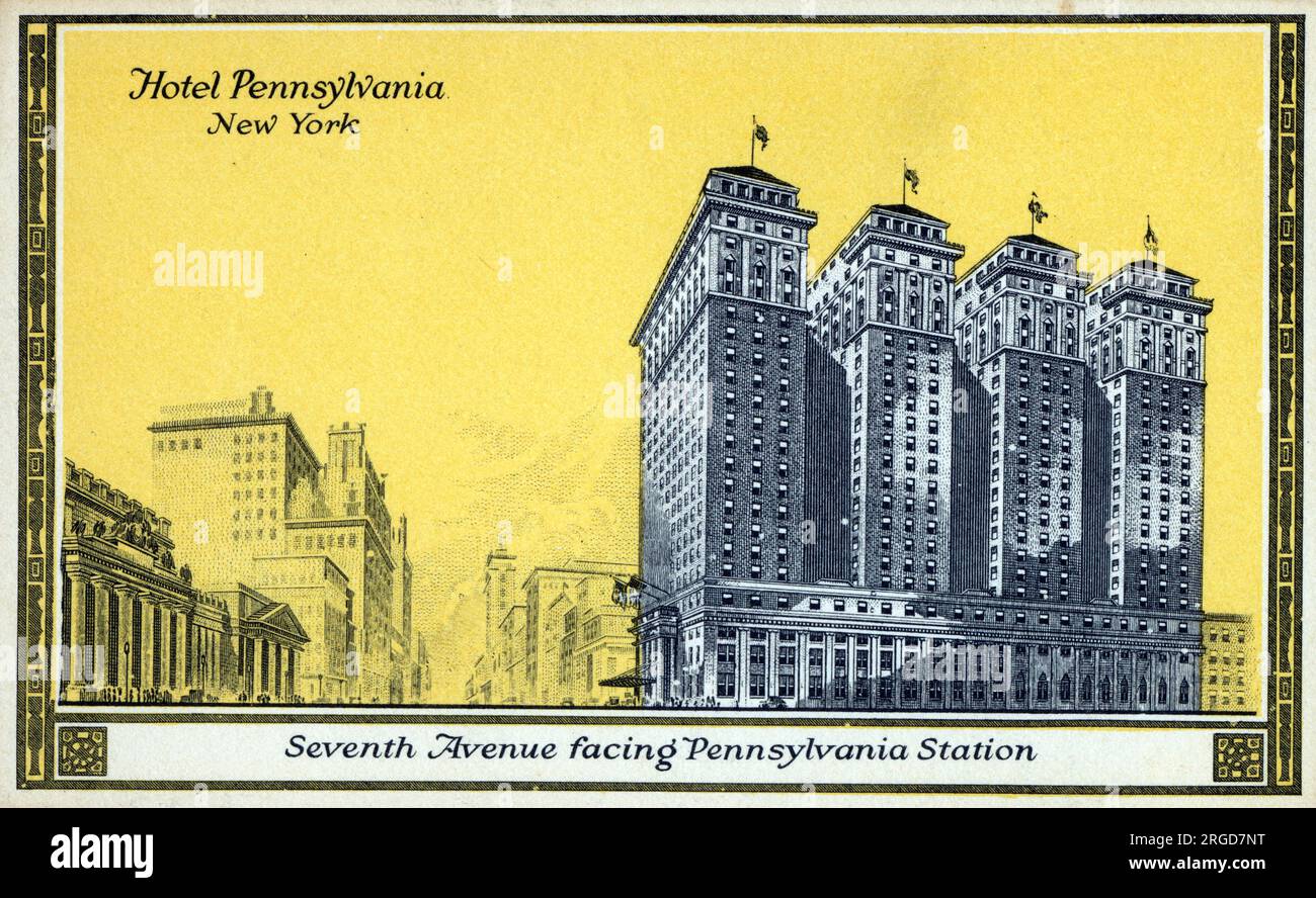 Hotel Pennsylvania, New York, USA - an der 7. Avenue gegenüber der Pennsylvania Station. 2200 Zimmer! Stockfoto