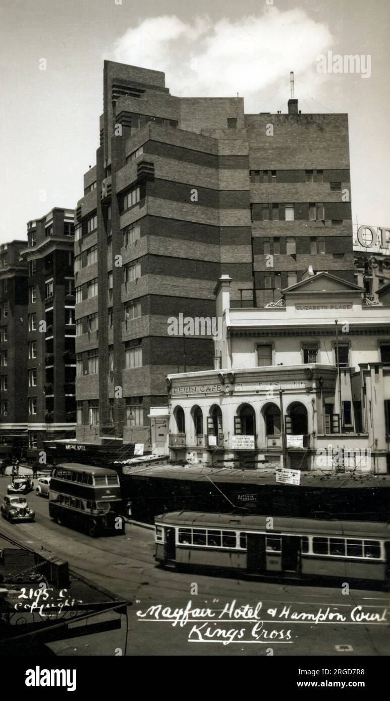 Elizabeth Place Building, Mayfair Hotel und Hampton Court Hotel, Kings Cross - Sydney, New South Wales, Australien. Stockfoto