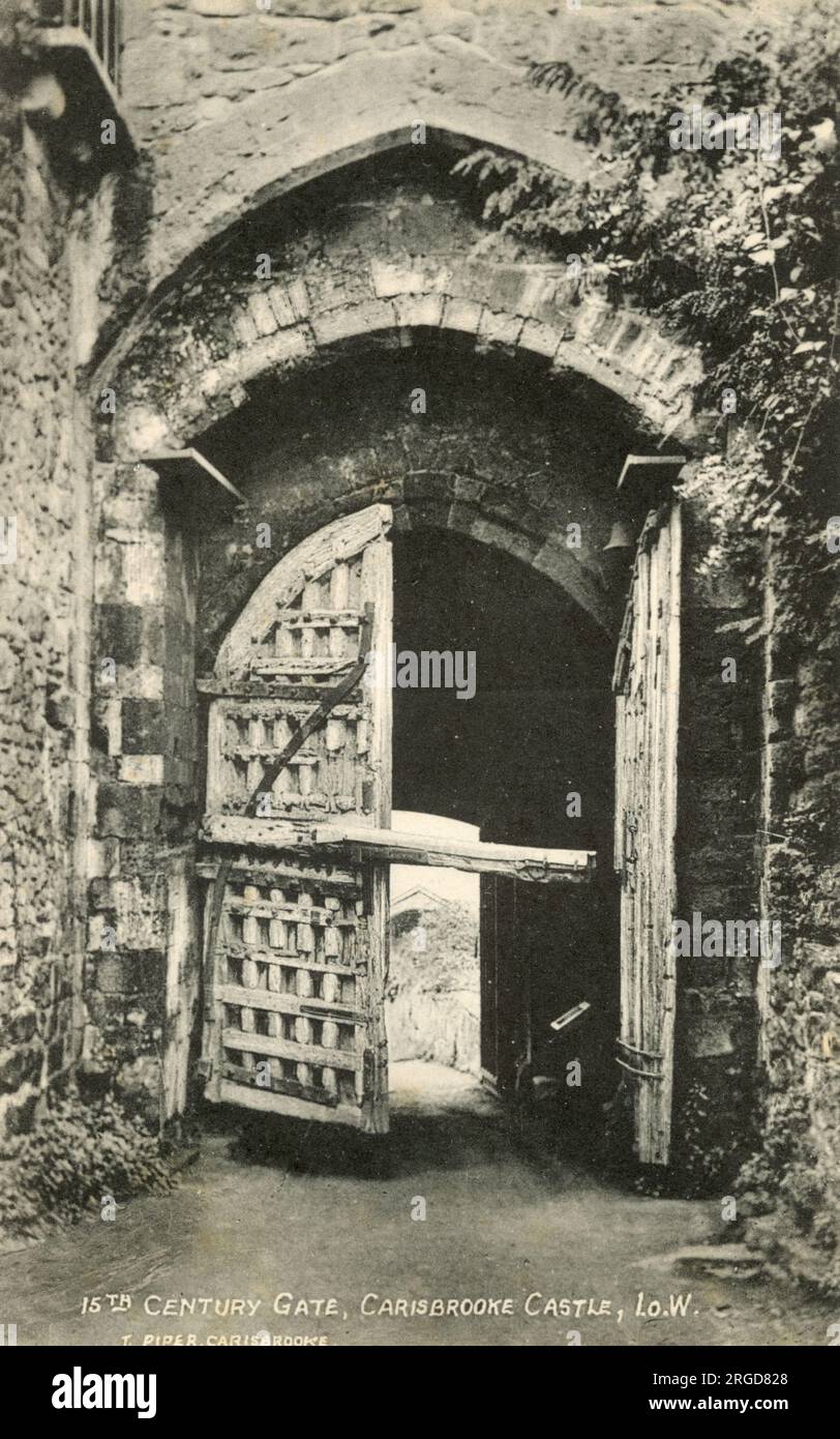 15. Century Gate, Carisbrooke Castle, Isle of Wight Stockfoto