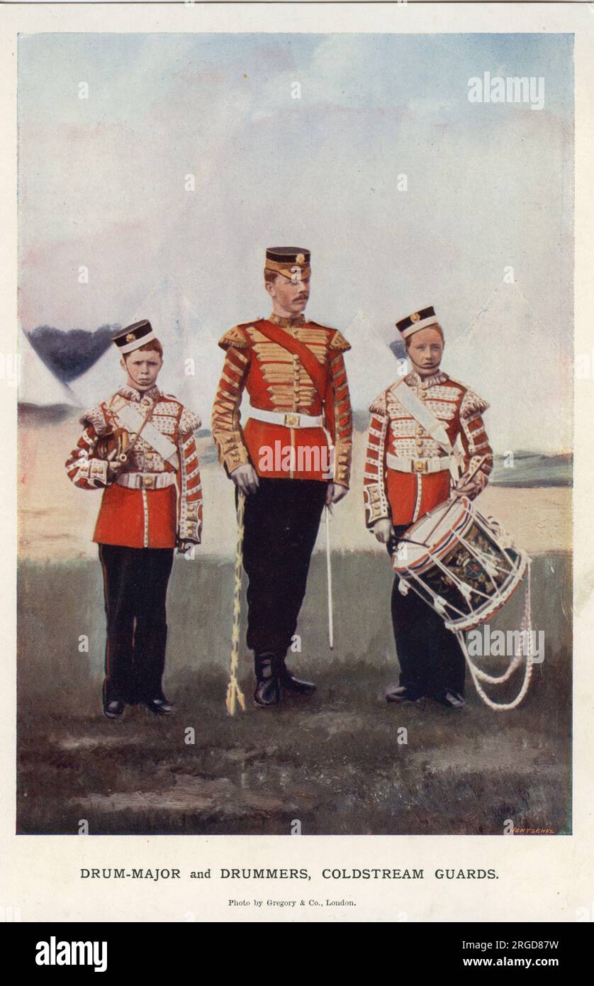 Drum-Major und Drummer, Coldstream Guards Stockfoto