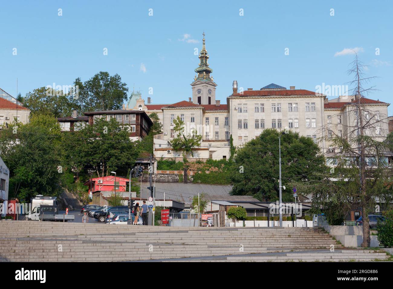 Immobilien an der Promenade des Flusses Sava in Belgrad, Serbien. August 8,2023. Stockfoto