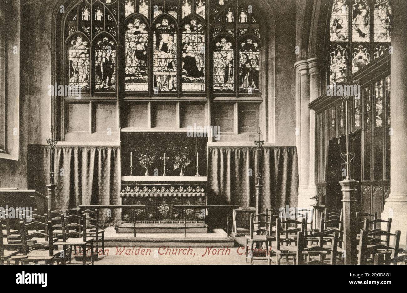 North Chapel, Saffron Walden Church, Essex - Postkarte veröffentlicht W. Thompson, Saffron Walden, 1915 Stockfoto