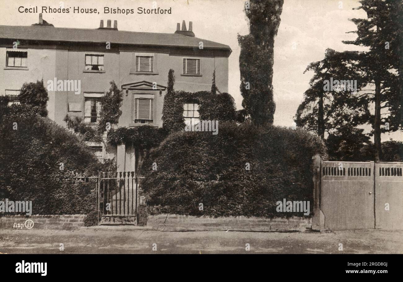 Cecil Rhodes' House, Bishops Stortford, Hertfordshire - Valentinstags Postkarte 1914 Stockfoto