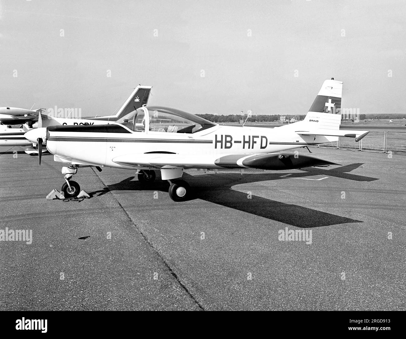 FFA AS.202 Bravo HB-HFD (msn 023), auf der SBAC Farnborough Airshow, ab dem 5-12. September 1976. Stockfoto