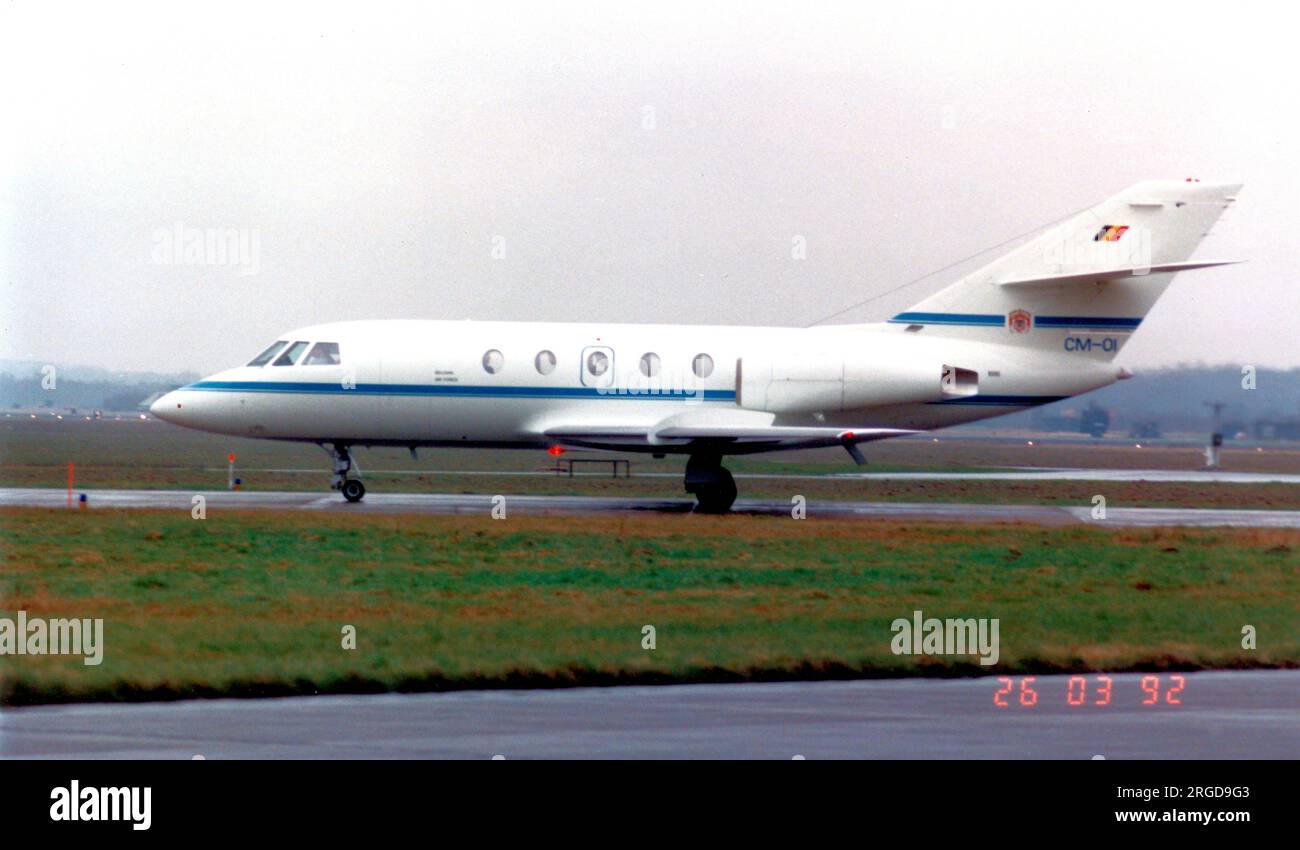 Force aerienne belge – Dassault Falcon 20E-5 CM-01 (msn 276/494), am 26. märz 1992. (Force Aerienne Belge - Belgische Luchtmacht - Belgische Luftwaffe). Stockfoto