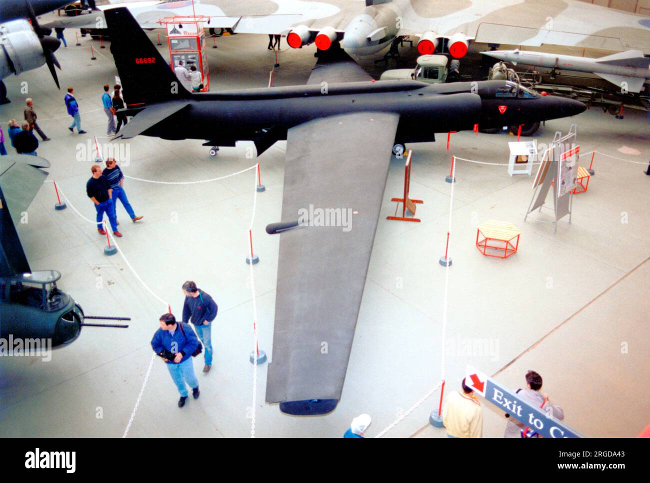 Lockheed U-2CT 56-6692 (msn-Nummer 359), ausgestellt im Imperial war Museum, bevor sie im American Air Museum, Duxford, ausgestellt wird (nach der Rückkehr aus der Republik China in Einsitzer umgewandelt). Stockfoto