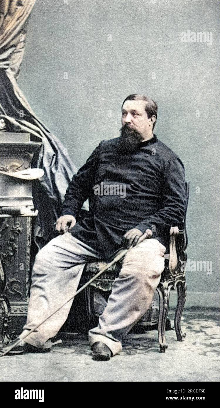 Prinz PIERRE BONAPARTE Neffe von Napoleon I., der den Journalisten Victor Noir ermordet hat, der es gewagt hatte, die Bonaparte-Dynastie zu beleidigen... 1868 fotografiert. Stockfoto