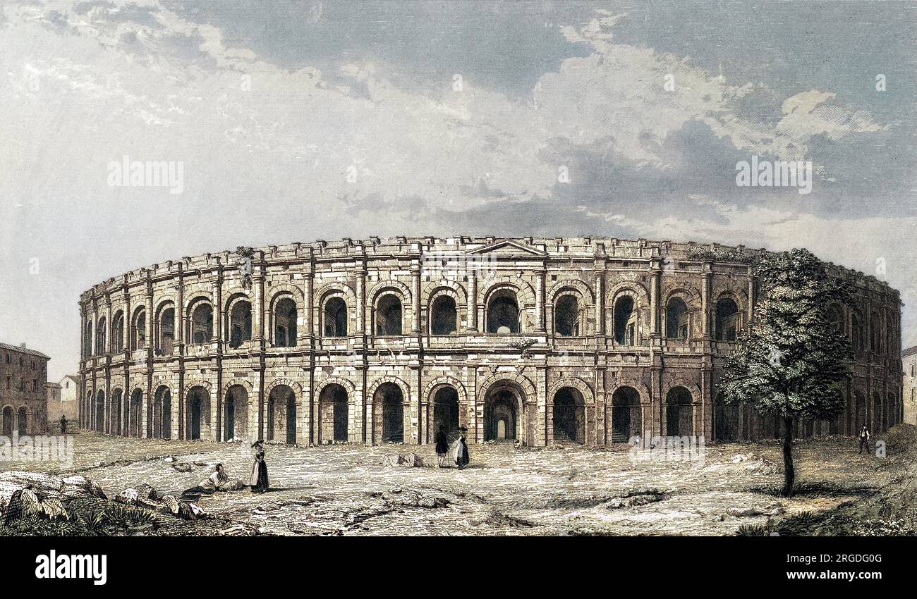 Das Amphitheater in Nimes Stockfoto