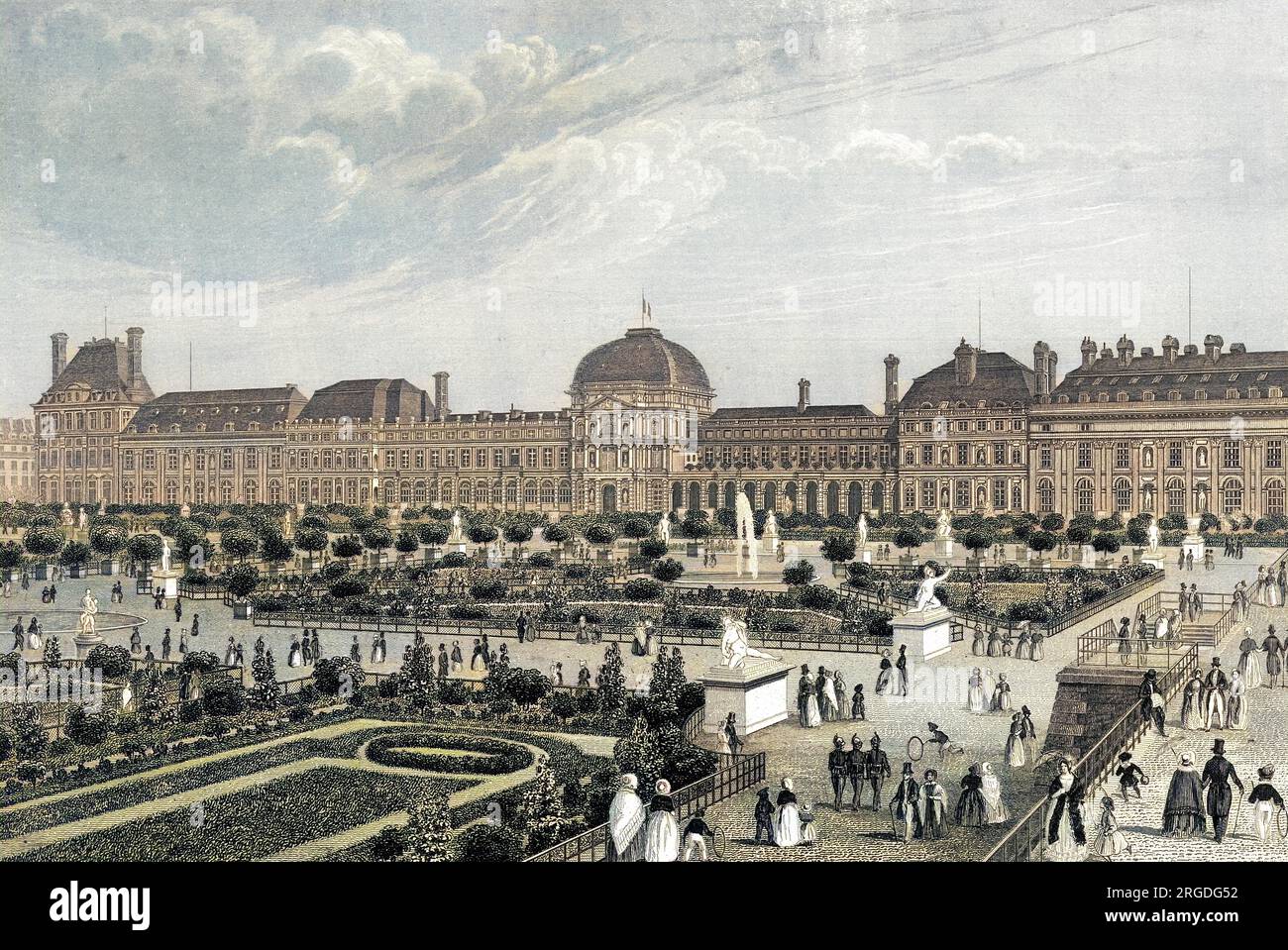 Die Gartenfront des königlichen palais, die während der Kommune in ein paar Jahren vollständig zerstört wird. Stockfoto
