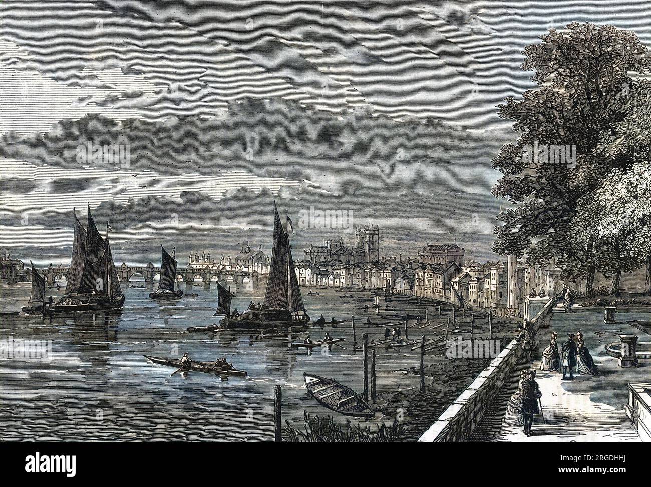 Die Themse in Westminster vom Somerset House aus gesehen. Stockfoto