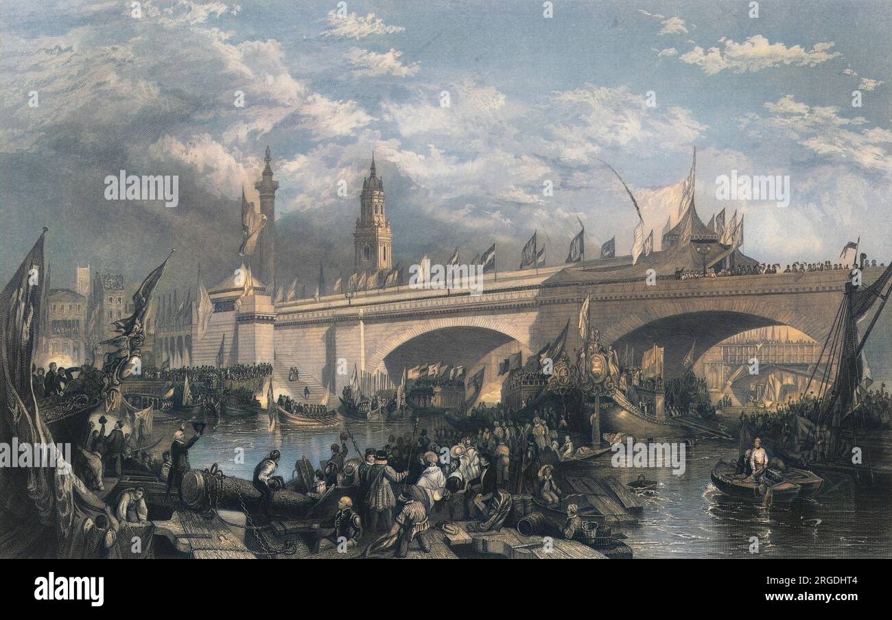 Die neue London Bridge wurde von William IV. Und Königin Adelaide eröffnet. Stockfoto