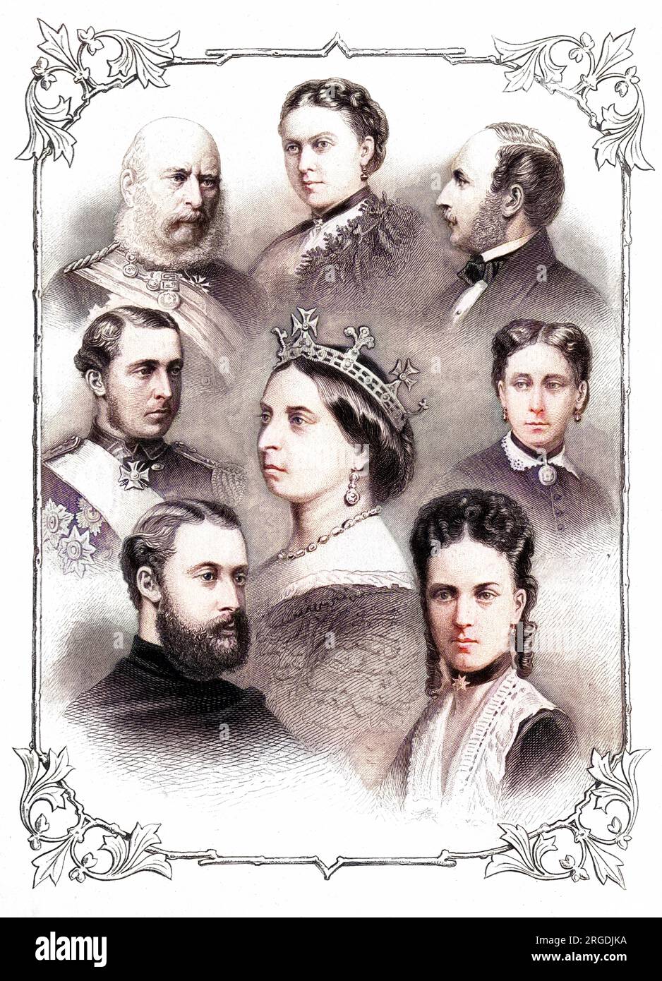 Königin Victoria und einige Mitglieder der königlichen Familie, 1880 abgebildet: Stockfoto
