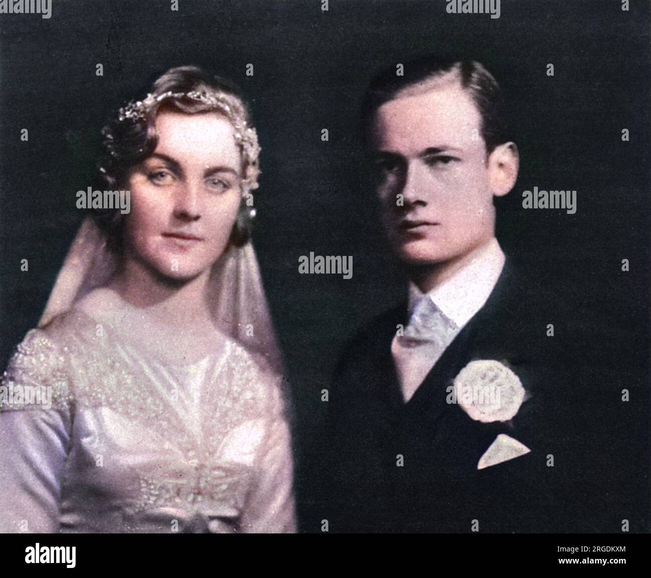 Die Heirat von Bryan Guinness mit der Ehrenfrau Diana Mitford (1910-2003), später Lady Mosley im Januar 1929. Die Hochzeit fand in St. Margaret's, Westminster. Stockfoto