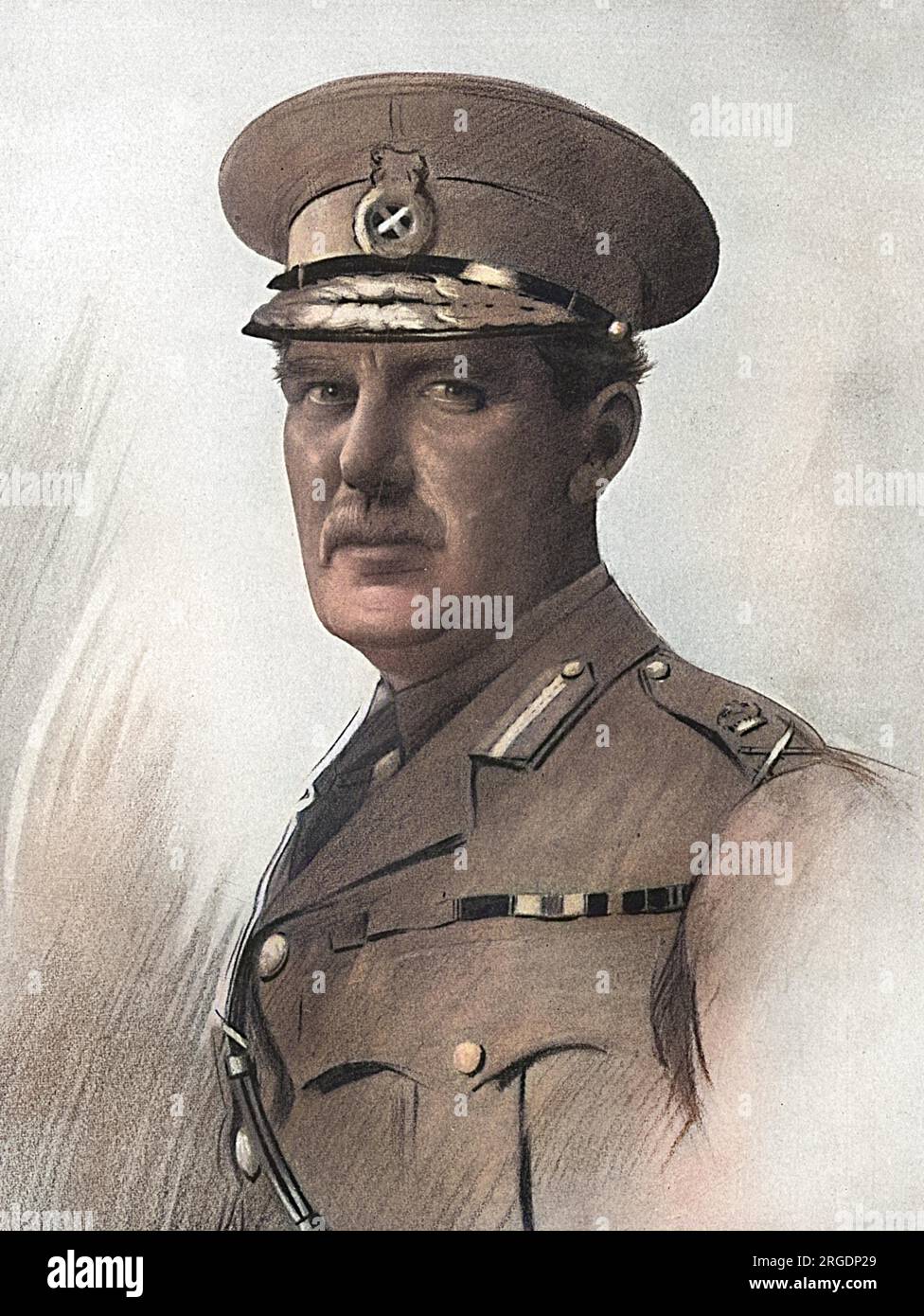 Generalleutnant Sir John Steven Cowans, KCB, MVO (1862-1921), Quartermaster-General und Mitglied des Armeerates während des Ersten Krieges in einem Bleistiftporträt von Lieutenant Percival Anderson. Stockfoto