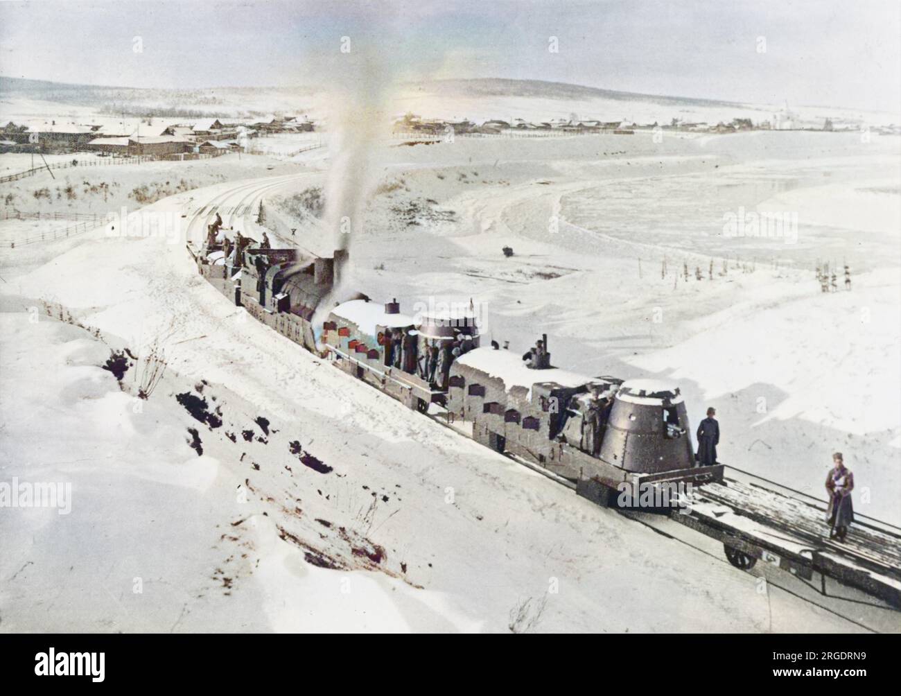 Ein tschechischer gepanzerter Zug (Orcik). Diese wurden während des russischen Bürgerkriegs von der tschechoslowakischen Legion genutzt, um die transsibirische Eisenbahn zu kontrollieren. Stockfoto