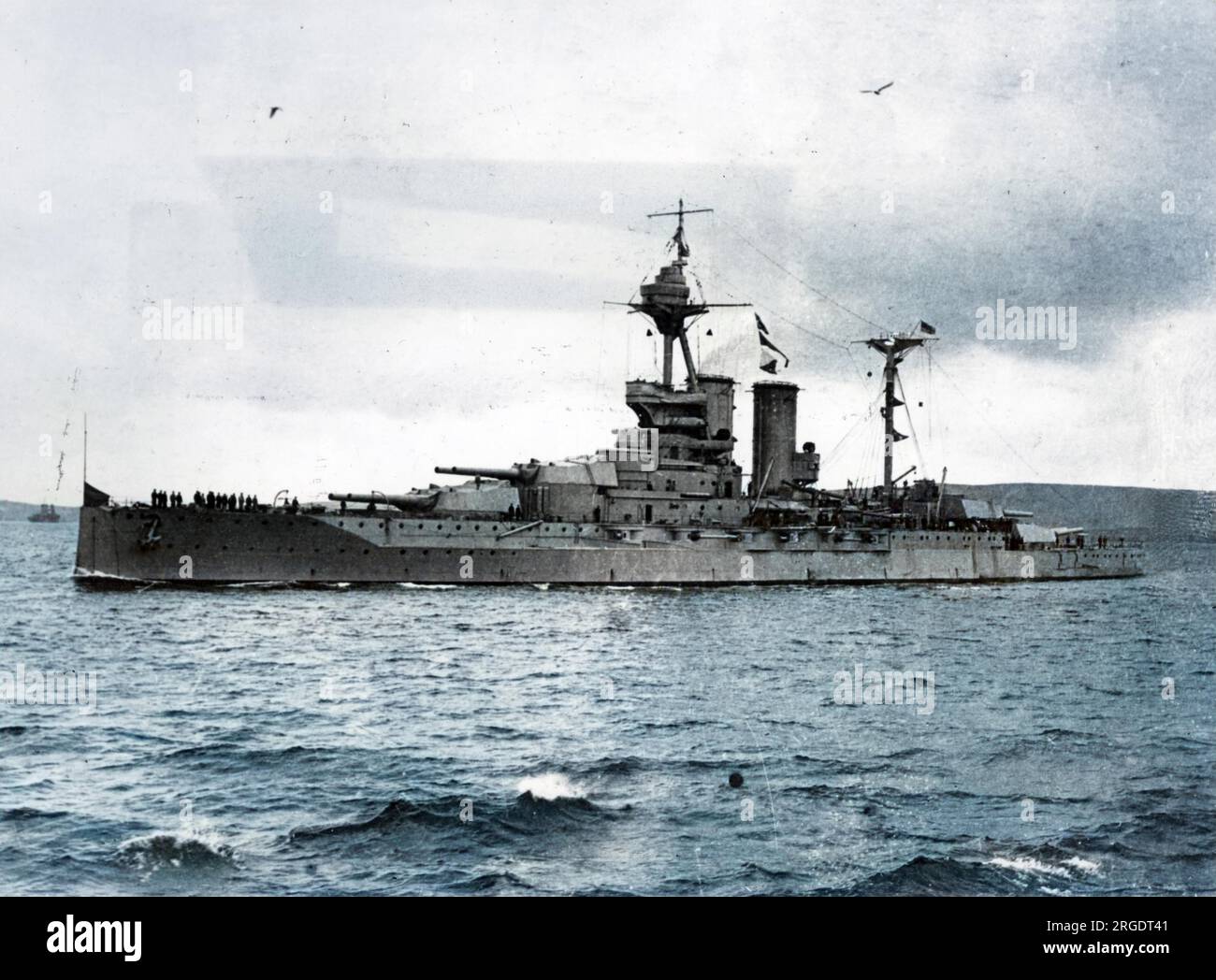 HMS Warspite, ein Schlachtschiff der Queen Elizabeth-Klasse, startete 1913. Sie diente während des Ersten Weltkriegs, nahm an der Schlacht von Jütland (1916) Teil und diente auch während des Zweiten Weltkriegs. Stockfoto HMS Warspite, ein Schlachtschiff der Queen Elizabeth-Klasse, startete 1913. Sie diente während des Ersten Weltkriegs, nahm an der Schlacht von Jütland (1916) Teil und diente auch während des Zweiten Weltkriegs. Stockfoto
