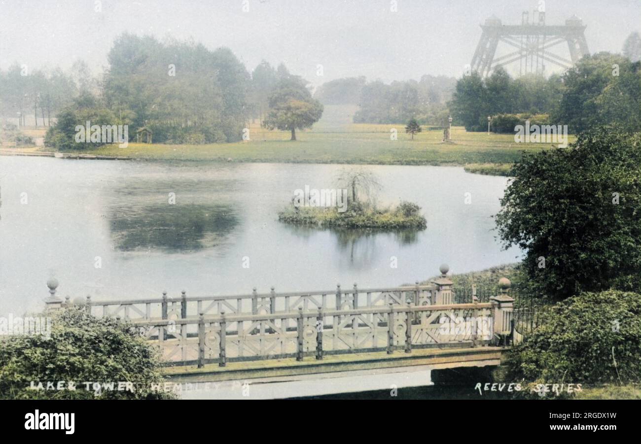 Der Wembley Park Tower ist im Bau. Auch bekannt als Watkin's Tower, sollte es das Herzstück eines Vergnügungsparks sein und auf dem 358 Meter hohen Eiffelturm basieren. Das Projekt hatte nach Abschluss der ersten Ebene (47 Meter) keine Mittel mehr und wurde 1907 abgerissen. Stockfoto