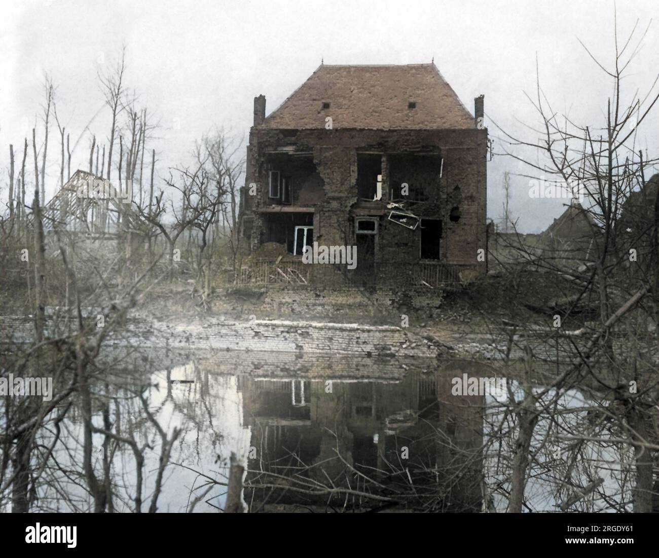 Eine Ruine im Le Barque, an der Westfront in Frankreich (Somme) während des Ersten Weltkriegs. Stockfoto