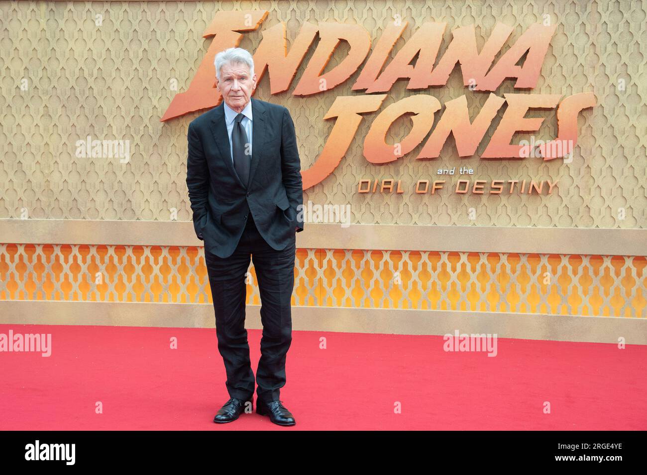 Harrison Ford nimmt am Montag, den 26. Juni, an der britischen Premiere von „Indiana Jones and the Dial of Destiny“ in Cineworld, Leicester Square, London, England, Teil Stockfoto