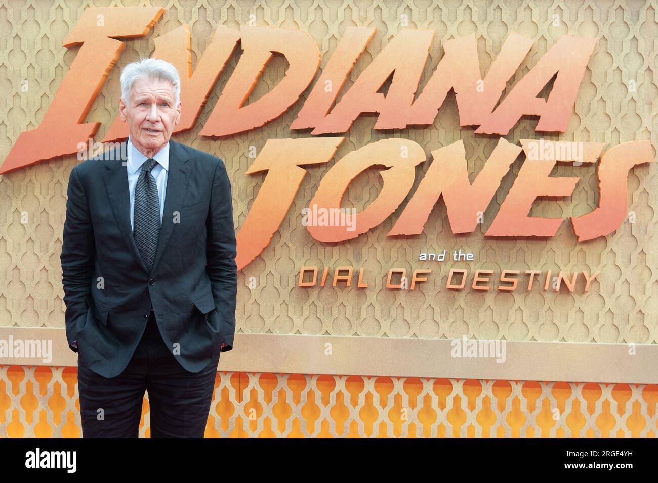 Harrison Ford nimmt am Montag, den 26. Juni, an der britischen Premiere von „Indiana Jones and the Dial of Destiny“ in Cineworld, Leicester Square, London, England, Teil Stockfoto