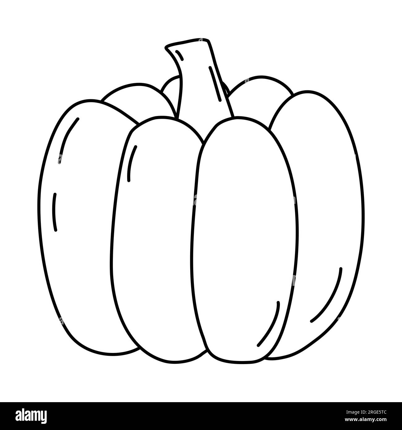 Kürbis für Halloween oder Thanksgiving, Doodle-Style, flache Vektorgrafik für Kinder Malbuch Stock Vektor