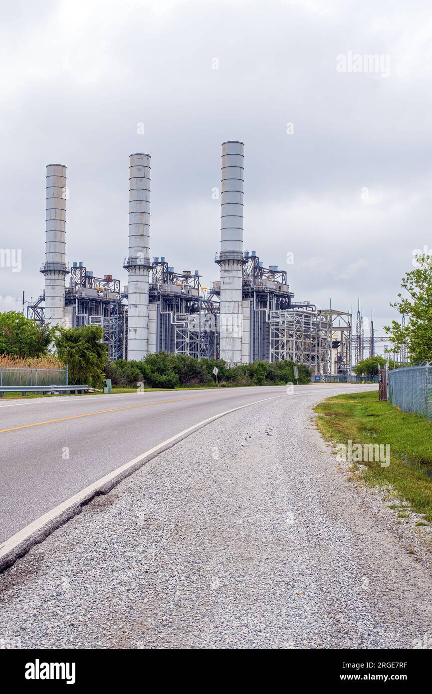 Straßenansicht eines petrochemischen Werks in Sarnia Ontario. Stockfoto