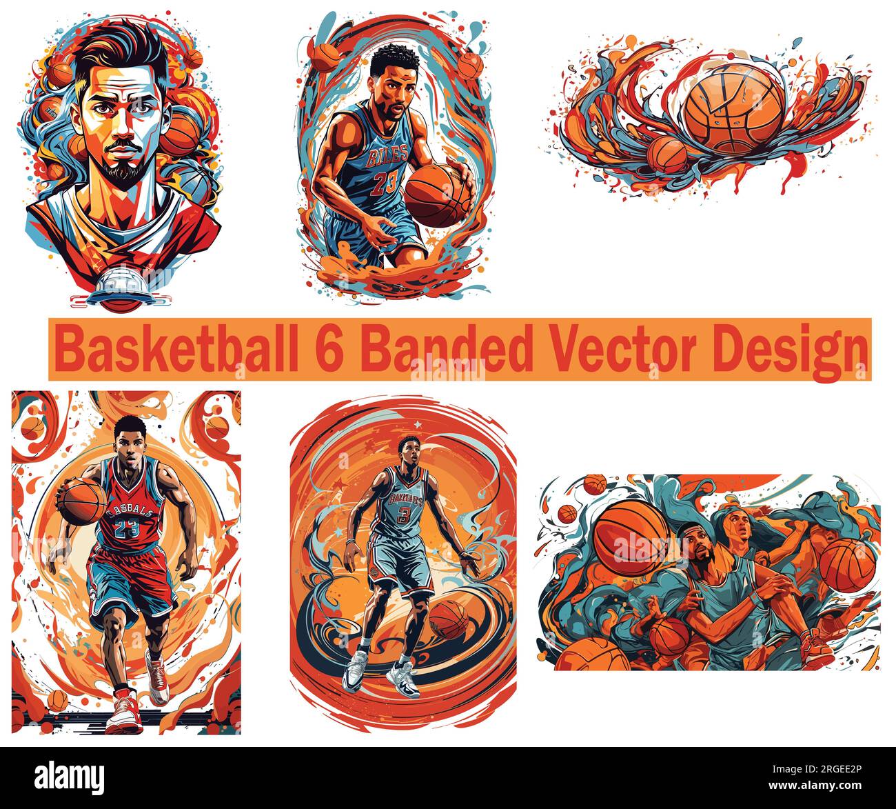 Basketballspiel 6 – T-Shirt mit Band Stock Vektor