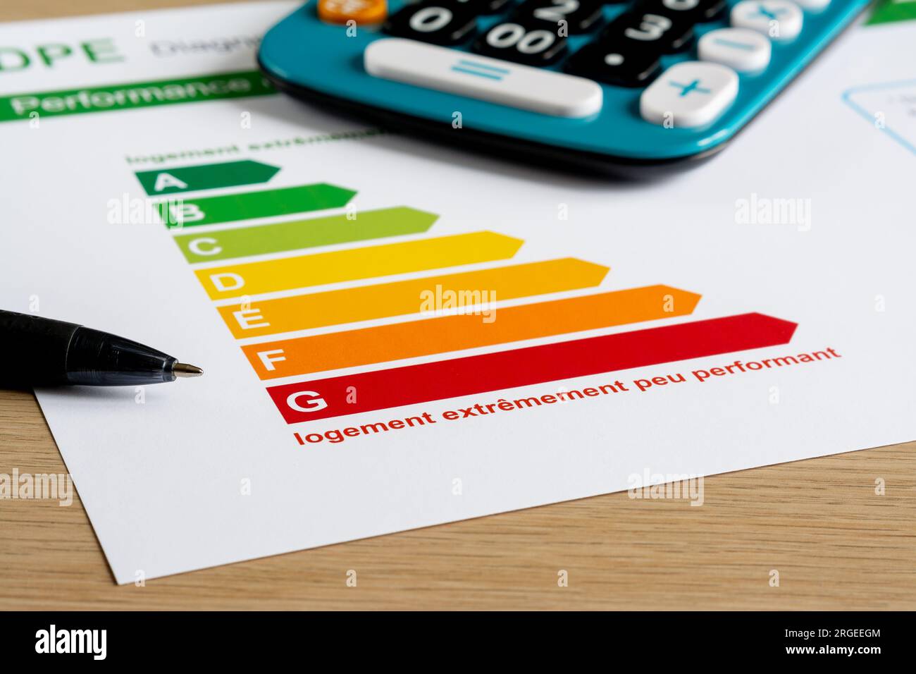 Diagnose der Energieeffizienz (DPE in Frankreich) Stockfoto