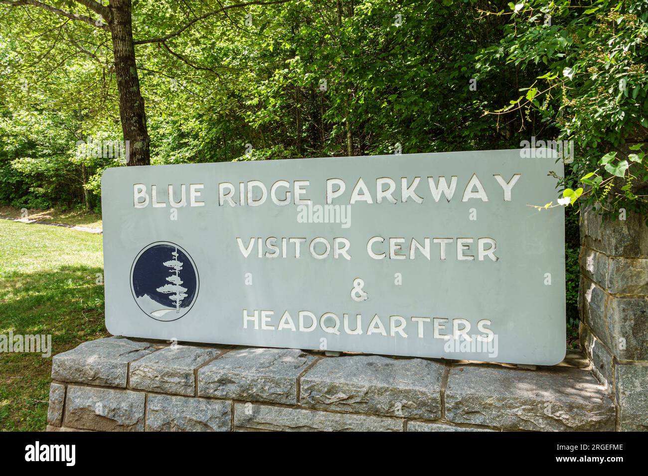 Asheville North Carolina, Appalachian Mountains, Blue Ridge Parkway Visitor Center Hauptquartier, Schild Stockfoto