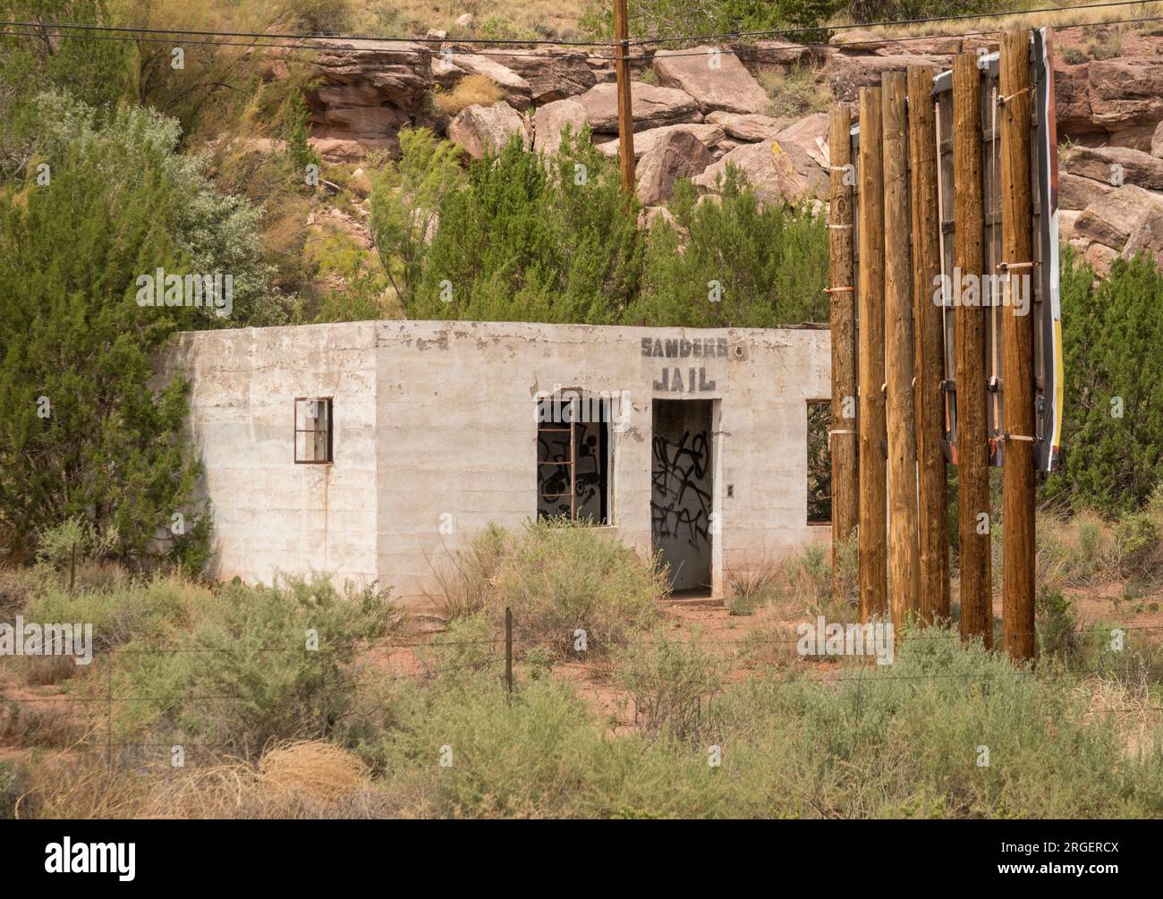Das verlassene Sanders Jail entlang der Route 66 in Arizona Stockfoto