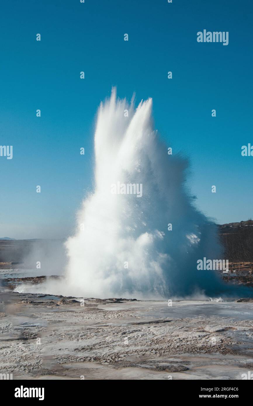 Der große Geysir in Aktion Stockfoto