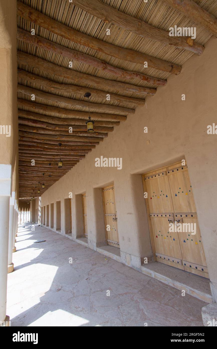 Ruinen eines arabischen Dorfes, das in riad in Saudi-Arabien aus Schlamm gebaut wurde Stockfoto