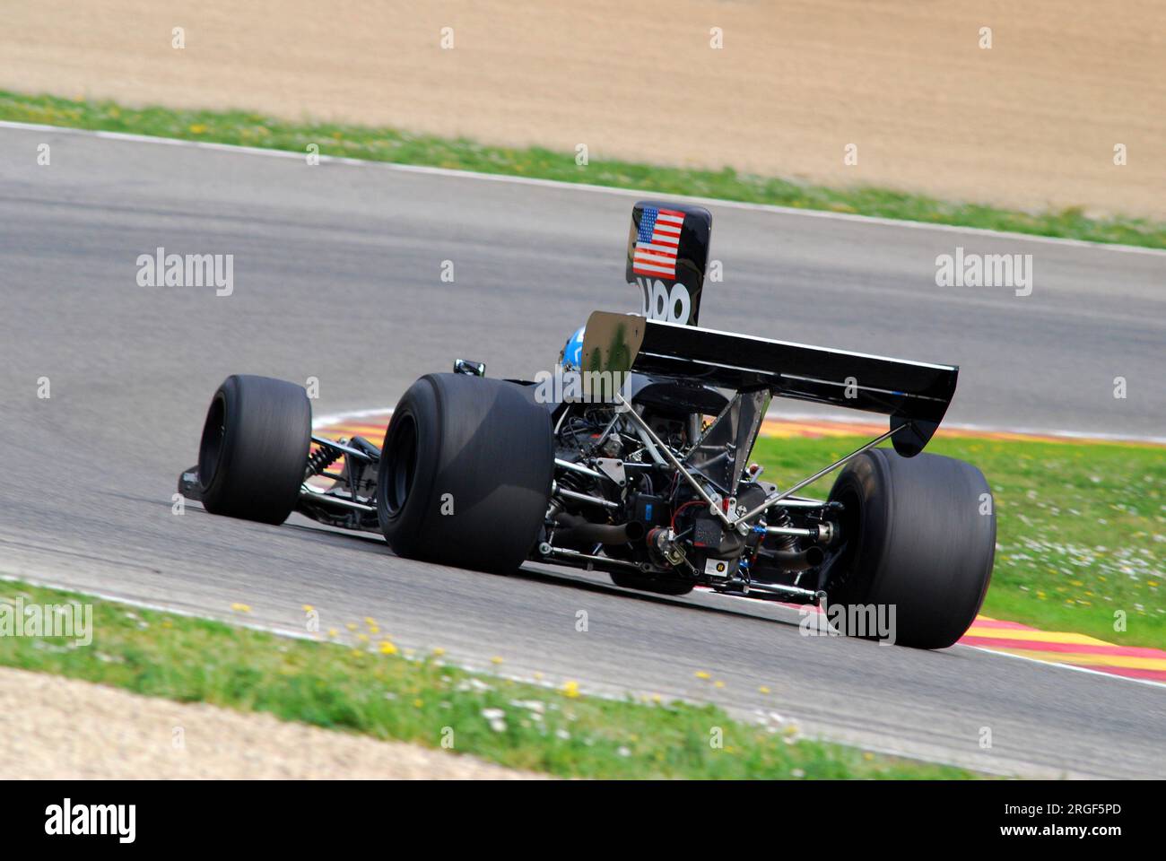 Mugello Circuit, 1. April 2007: Unbekannter Lauf auf dem Classic F1 Car 1974 Shadow DN3 Ex Tom Pryce auf dem Mugello Circuit in Italien während des Mugello Historic Festival. Stockfoto