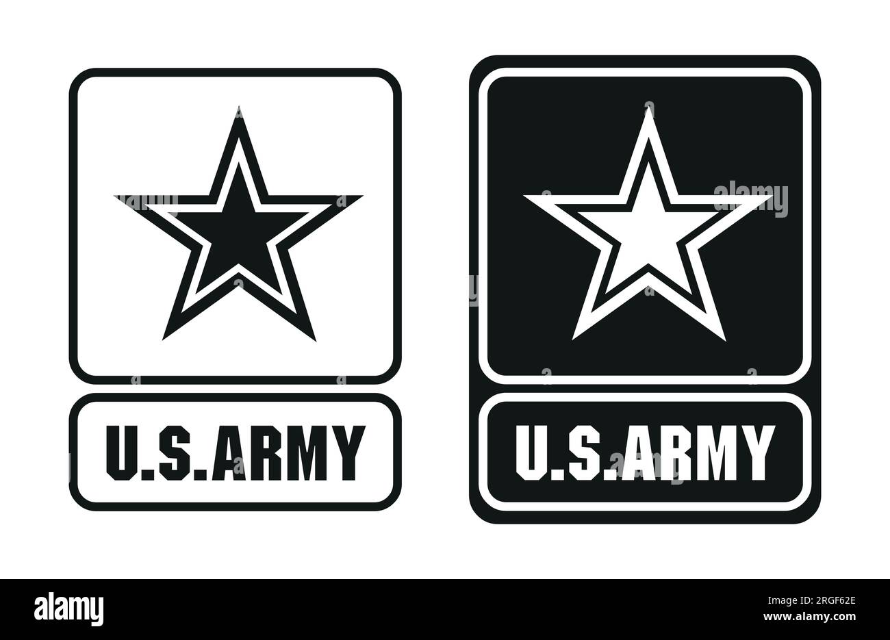 US-ARMEE und fünf-Sterne-Militärzeichen, Abzeichen, Label. Stock Vektor