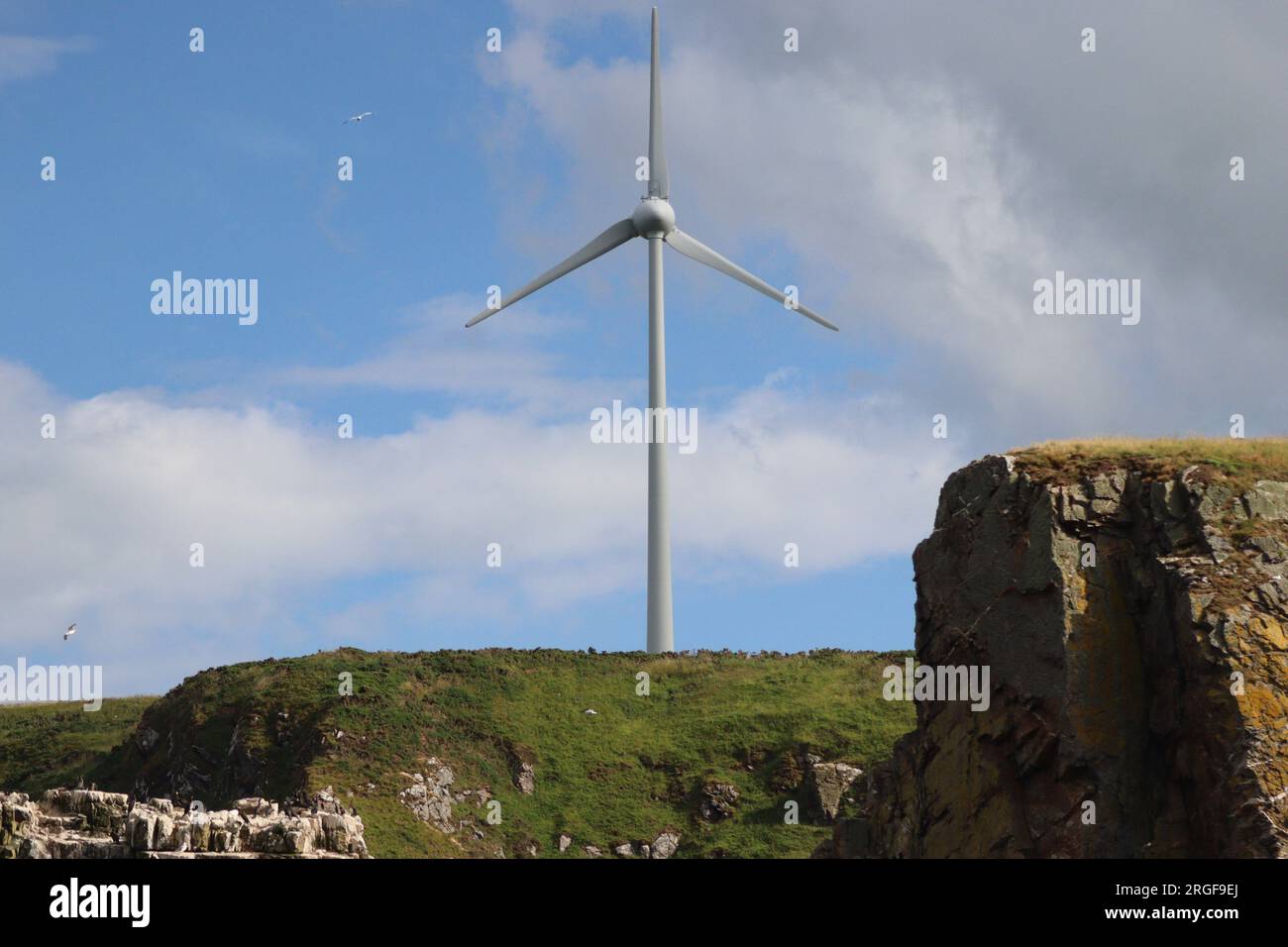 Windturbine auf der Klippe Stockfoto