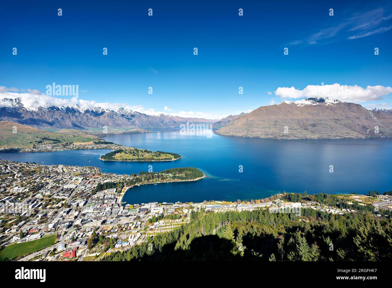 Neuseeland. Luftaufnahme des Lake Wakatipu. Queenstown. Otago. Südinsel Stockfoto