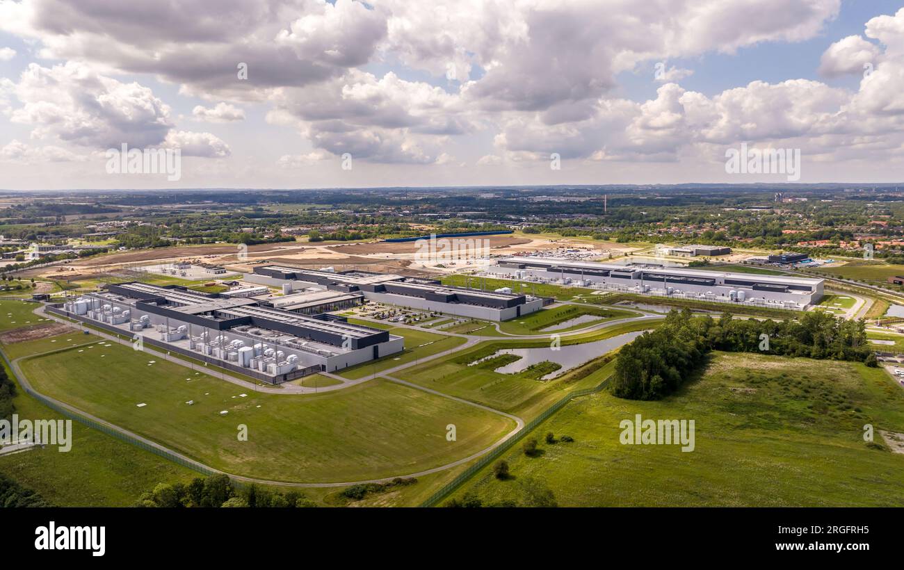 Odense, Funen/Dänemark - August 9. 2023: Meta Odense Data Center of Meta/Facebook in Odense Dänemark Stockfoto