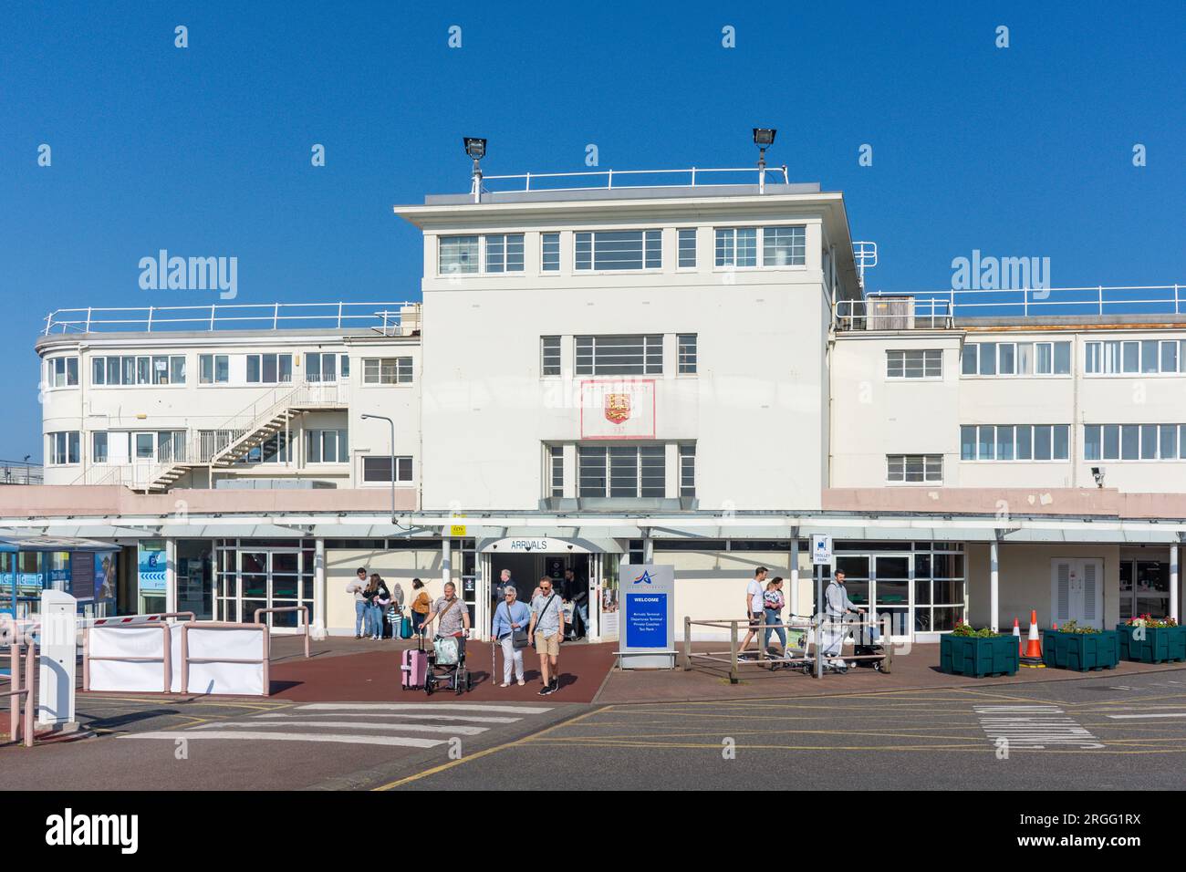 Das alte Terminalgebäude am Jersey International Airport, St. Peter, Jersey, Kanalinseln Stockfoto