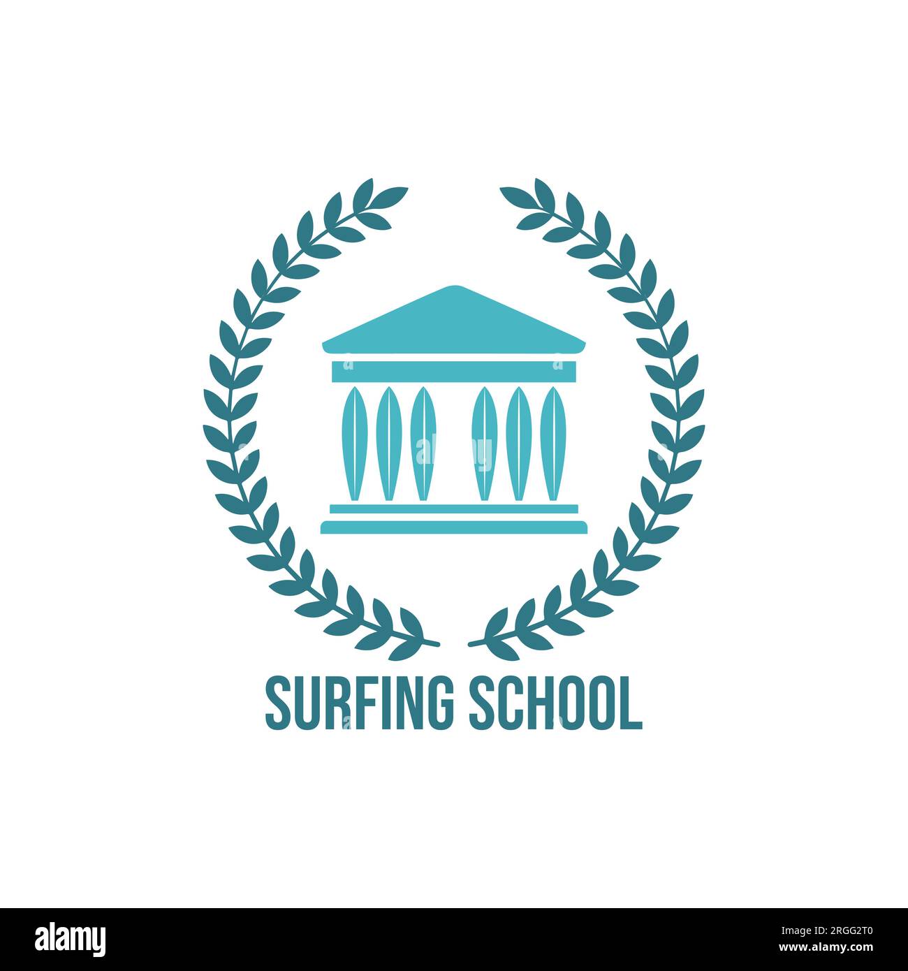 Vektorabbildung von Surfschulen, Abzeichen, Labels oder Logos. Oldtimer-Surfer-Logo, Emblem, Abzeichen, Label, Marke. Internationaler Surftag c Stock Vektor