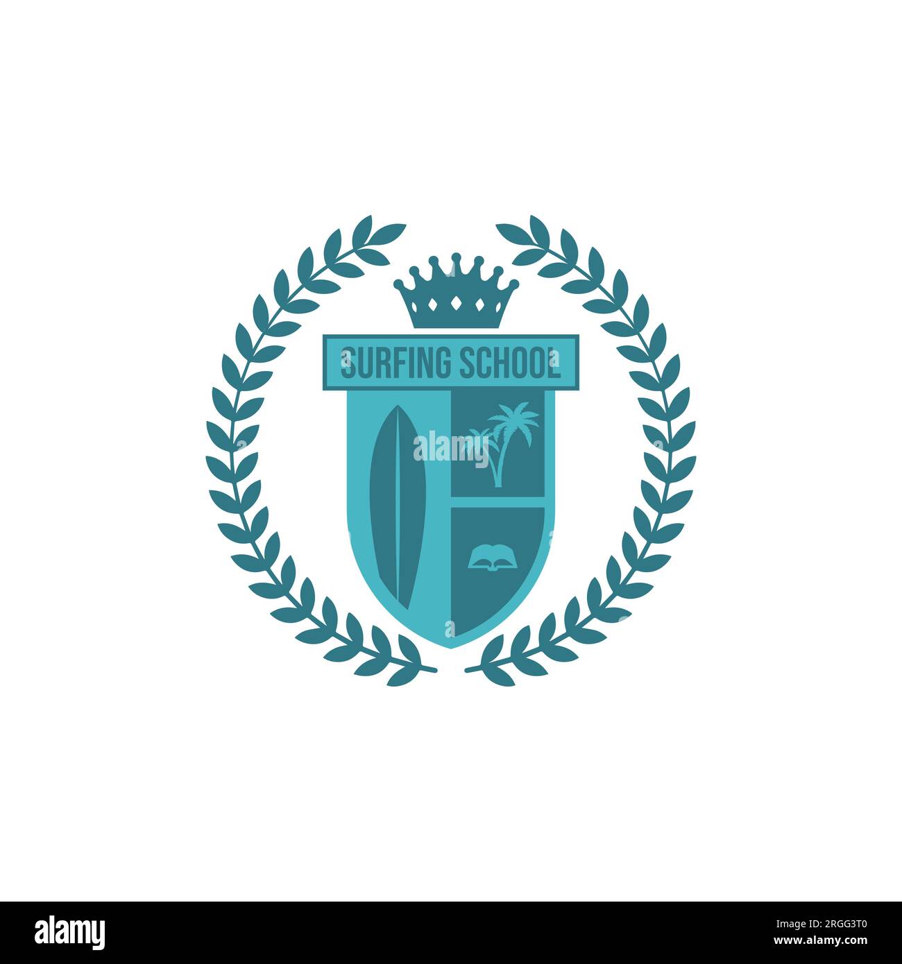 Vektorabbildung von Surfschulen, Abzeichen, Labels oder Logos. Oldtimer-Surfer-Logo, Emblem, Abzeichen, Label, Marke. Internationaler Surftag c Stock Vektor