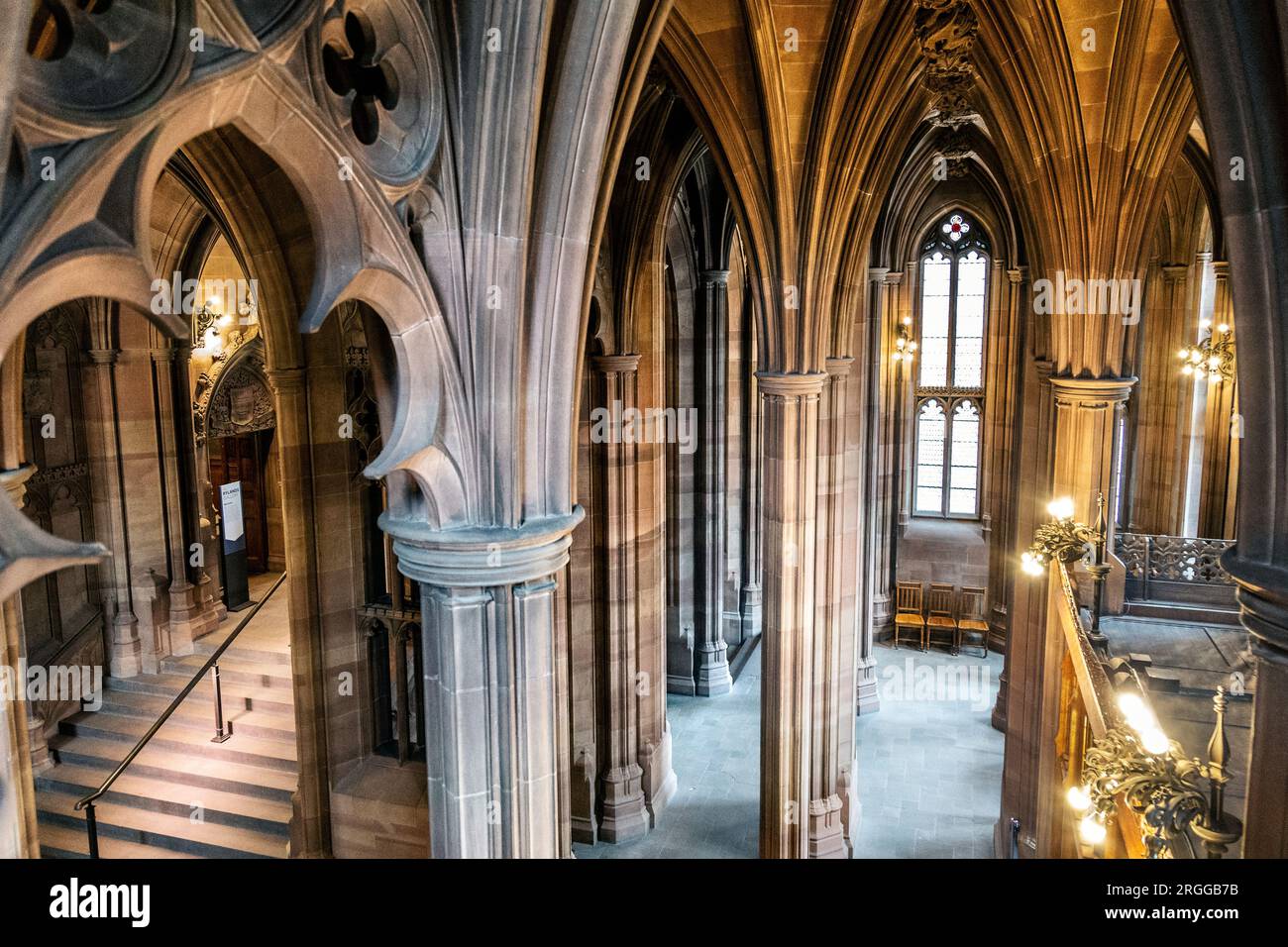 Innenraum der John Rylands Library, Manchester, UK Stockfoto
