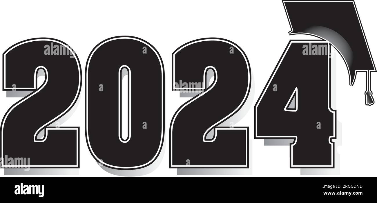 2024 Black mit Gradkappe Stock Vektor