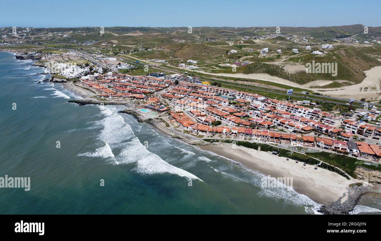 Villen und Ozean in Mexiko Stockfoto