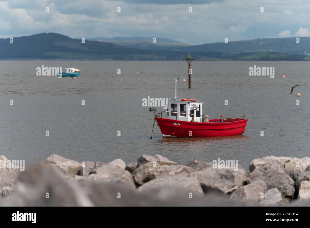 Boote an der Küste von morecambe an der Küste von lancashire Stockfoto