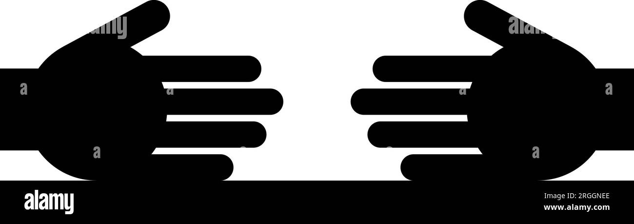 Einfaches Händeschütteln oder einander erreichende Hände Symbol für Schwarzes Abkommen. Vektorbild. Stock Vektor