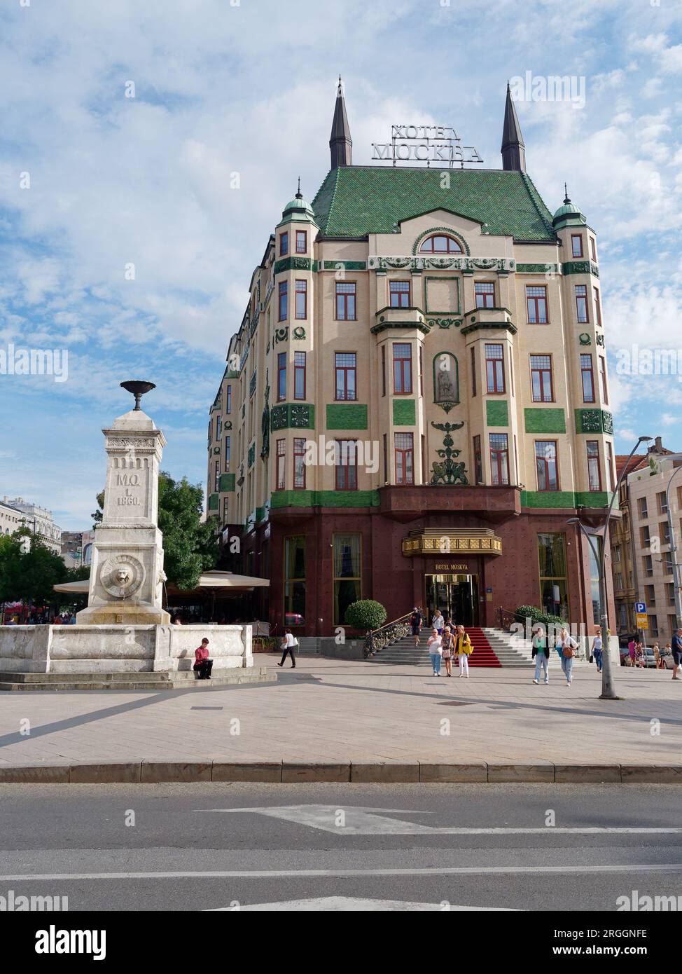 Das Hotel Moskva befindet sich in der Stadt Belgrad, Serbien. August 2023. Stockfoto