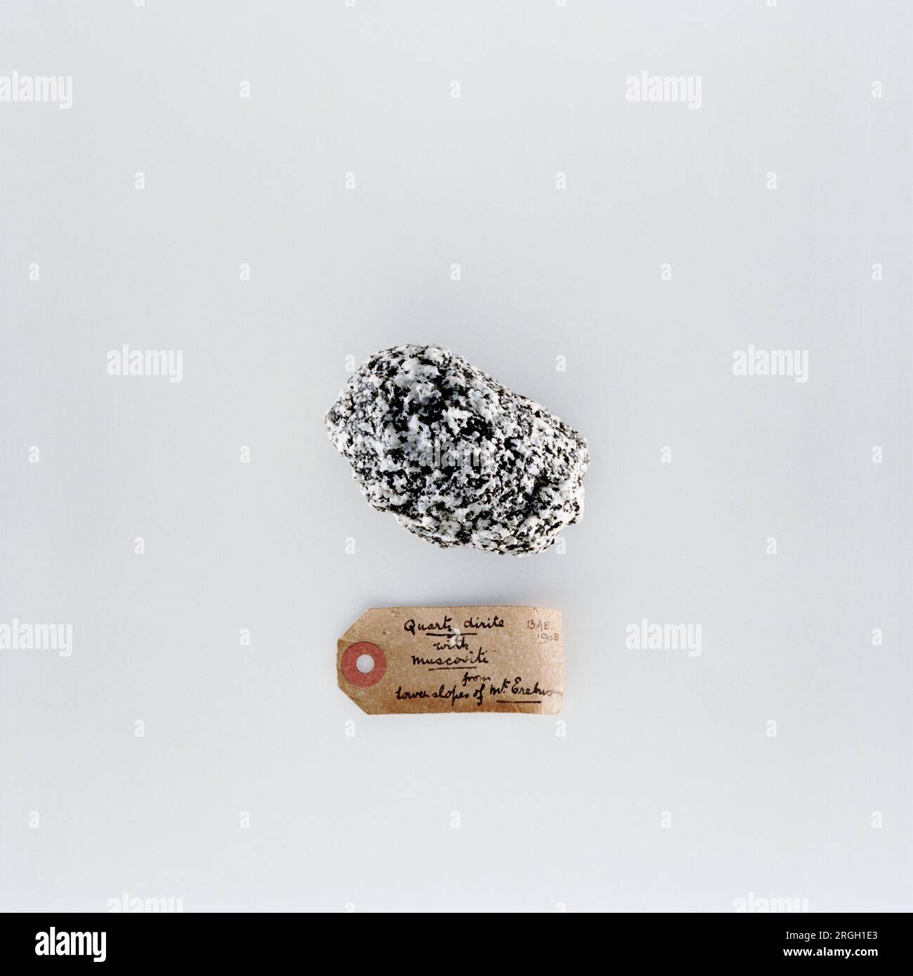 Quarz Diorit mit Label Stockfoto