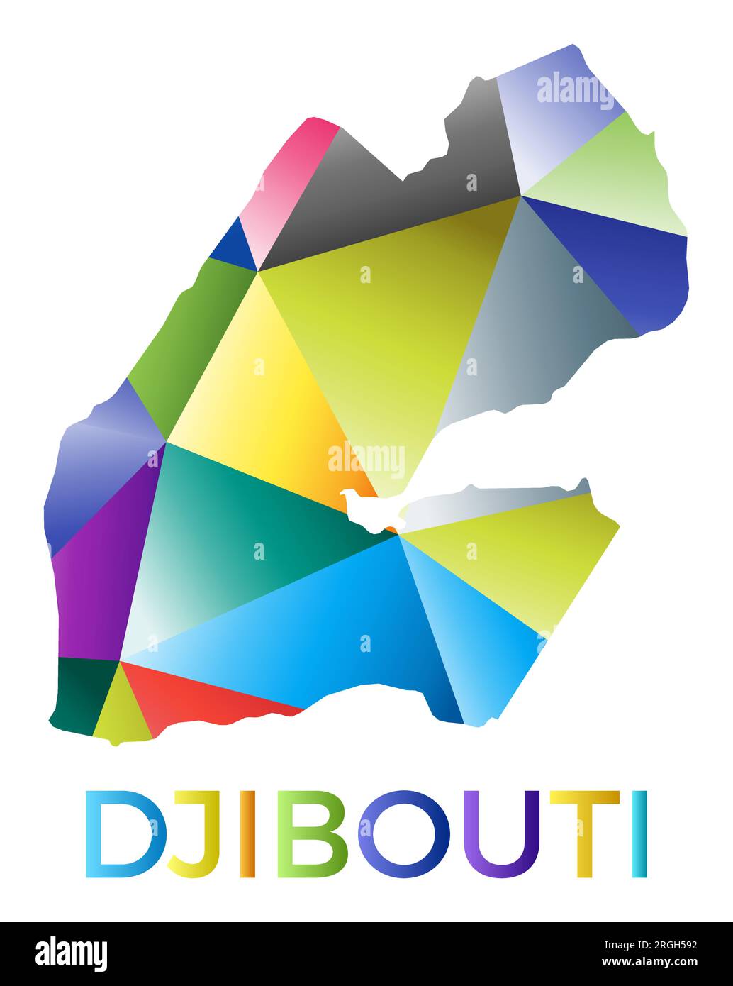 Leuchtend bunte Dschibuti-Form. Mehrfarbiges, geometrisches Länderlogo. Modernes, trendiges Design. Erstaunliche Vektordarstellung. Stock Vektor