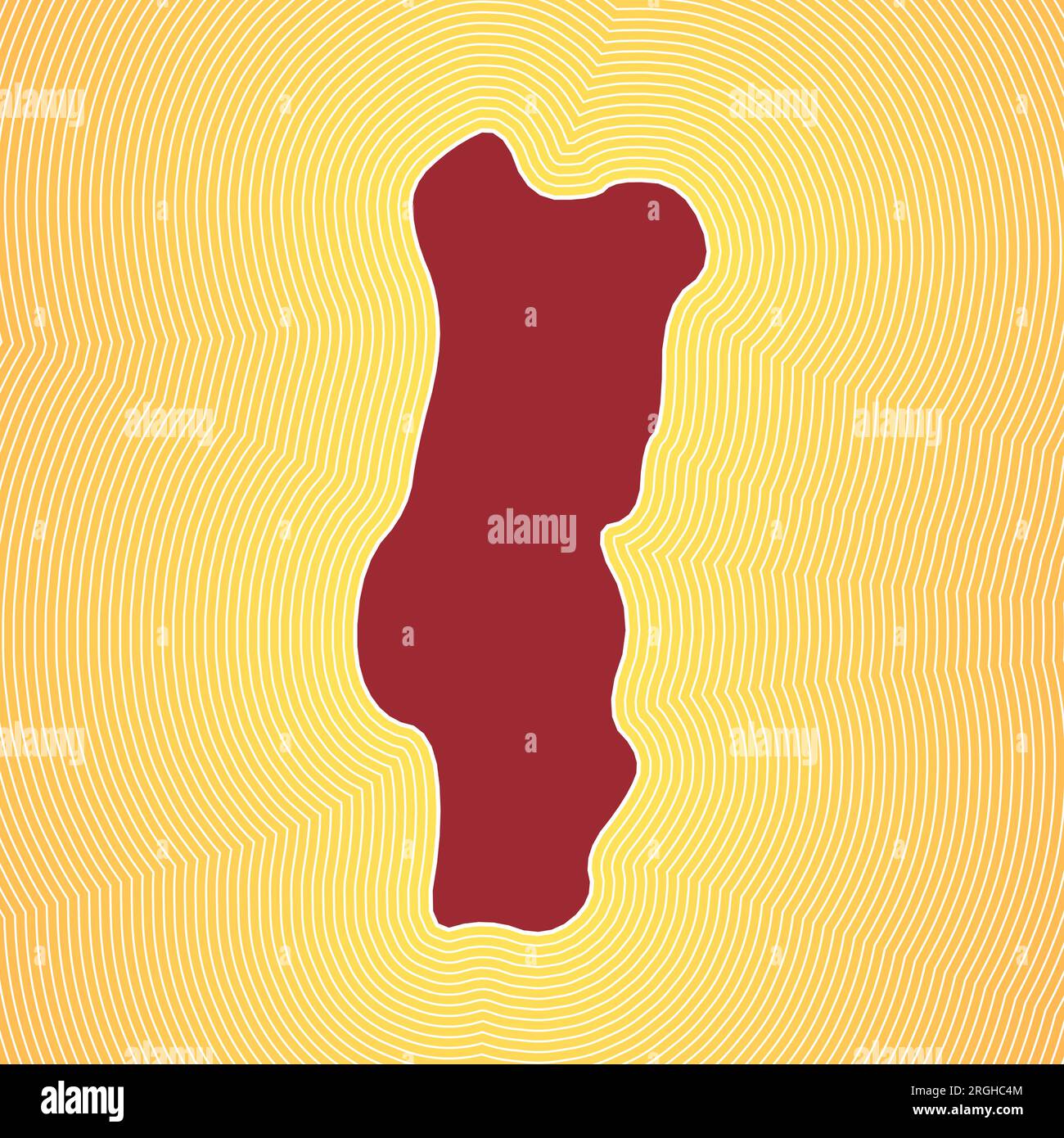 Kartensymbol für Portugal. Landform auf strahlend gestreiftem Hintergrund. Poster „Portugal Vibrant“. Hervorragende Vektordarstellung. Stock Vektor